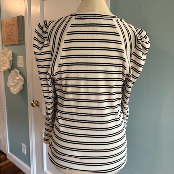 NWT Veronica Beard Delano Black Off White Striped Long Sleeve Top Sz XL New! - Picture 8 of 14